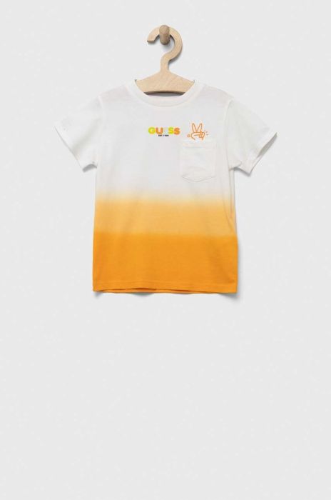 Дитяча бавовняна футболка Guess колір помаранчевий візерунок (3303139) Дитяча бавовняна футболка Guess колір помаранчевий візерунок (3303139)