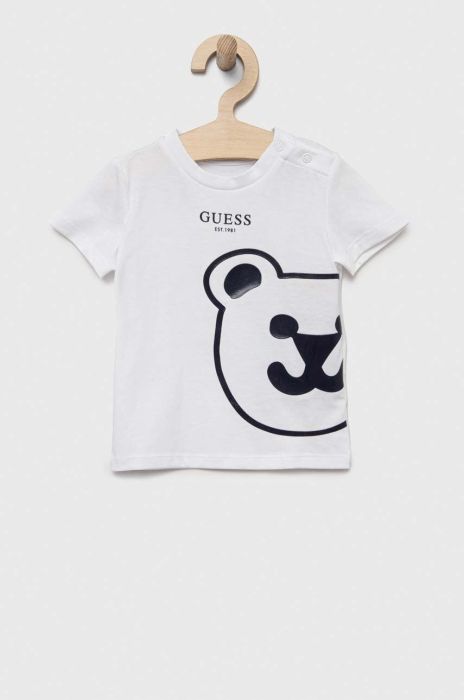 Дитяча бавовняна футболка Guess колір білий з принтом (3328682) Дитяча бавовняна футболка Guess колір білий з принтом (3328682)