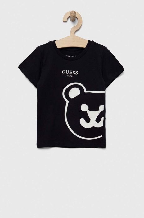 Дитяча бавовняна футболка Guess колір синій з принтом (3328702) Дитяча бавовняна футболка Guess колір синій з принтом (3328702)