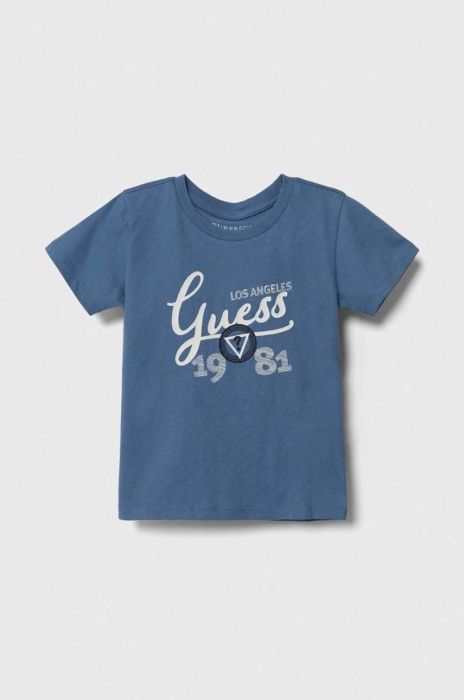 Дитяча бавовняна футболка Guess з принтом колір блакитний (3404877) Дитяча бавовняна футболка Guess з принтом колір блакитний (3404877)