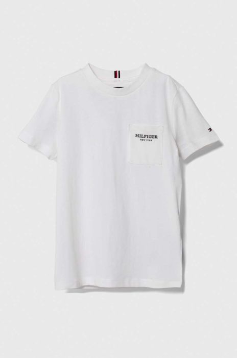 Дитяча бавовняна футболка Tommy Hilfiger колір білий з принтом (3373622) Дитяча бавовняна футболка Tommy Hilfiger колір білий з принтом (3373622)