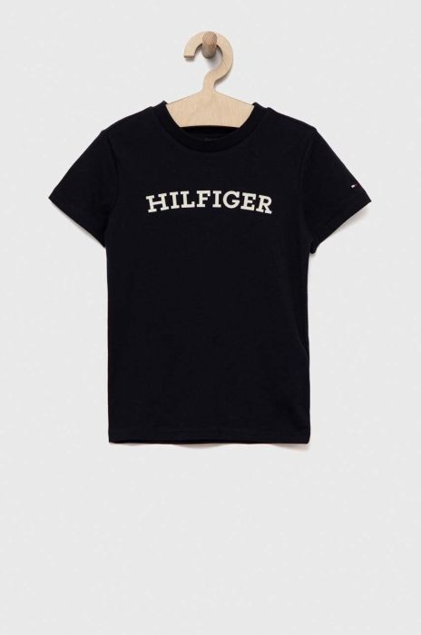 Дитяча бавовняна футболка Tommy Hilfiger колір синій з принтом (3313623) Дитяча бавовняна футболка Tommy Hilfiger колір синій з принтом (3313623)