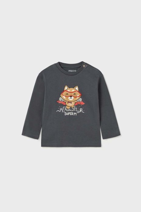 Бавовняний лонгслів для немовлят Mayoral колір сірий з принтом (3443785)
