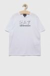 Дитяча бавовняна футболка EA7 Emporio Armani колір білий з принтом (3306250) Дитяча бавовняна футболка EA7 Emporio Armani колір білий з принтом (3306250)
