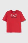 Дитяча бавовняна футболка EA7 Emporio Armani колір червоний з принтом (3306225) Дитяча бавовняна футболка EA7 Emporio Armani колір червоний з принтом (3306225)