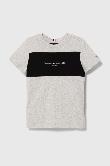 Дитяча бавовняна футболка Tommy Hilfiger колір сірий з принтом (3451705) Дитяча бавовняна футболка Tommy Hilfiger колір сірий з принтом (3451705)