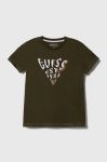 Дитяча бавовняна футболка Guess колір зелений з принтом (3529591) Дитяча бавовняна футболка Guess колір зелений з принтом (3529591)