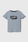 Дитяча бавовняна футболка Pepe Jeans з принтом колір блакитний (3487015) Дитяча бавовняна футболка Pepe Jeans з принтом колір блакитний (3487015)