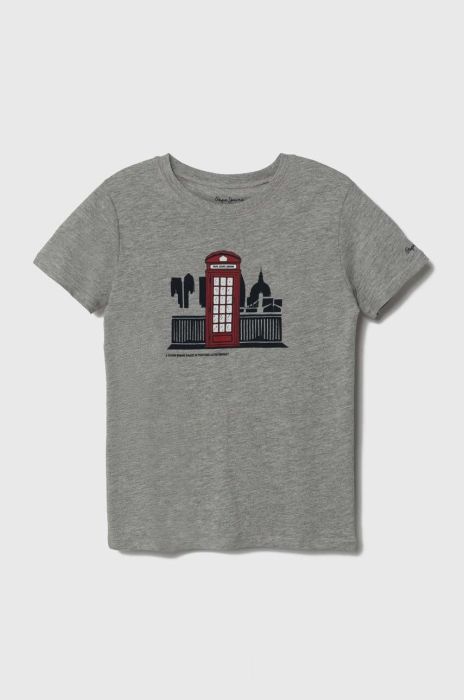 Дитяча футболка Pepe Jeans колір сірий з принтом Дитяча футболка Pepe Jeans колір сірий з принтом