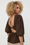 Блузка Notes du Nord Carrie жіноча колір коричневий однотонна
