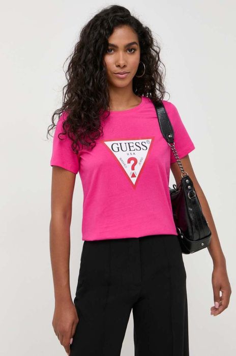 Бавовняна футболка Guess колір рожевий (3517612) Бавовняна футболка Guess колір рожевий (3517612)