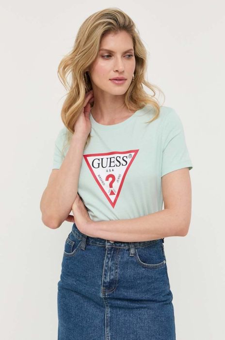 Бавовняна футболка Guess колір зелений (3303167) Бавовняна футболка Guess колір зелений (3303167)