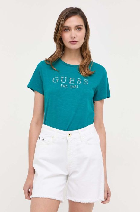 Бавовняна футболка Guess колір зелений (3306285) Бавовняна футболка Guess колір зелений (3306285)