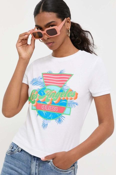 Бавовняна футболка Guess колір білий (3310458) Бавовняна футболка Guess колір білий (3310458)