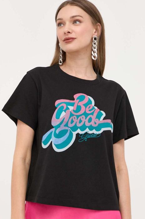 Бавовняна футболка Guess колір чорний (3306312) Бавовняна футболка Guess колір чорний (3306312)