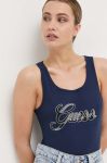 Бавовняний топ Guess колір синій