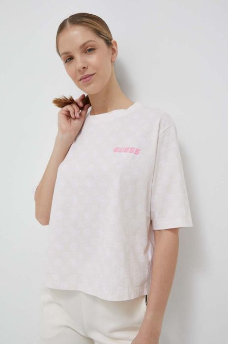 Бавовняна футболка Guess колір бежевий (3316919) Бавовняна футболка Guess колір бежевий (3316919)