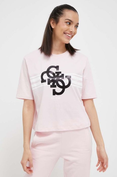 Бавовняна футболка Guess колір рожевий (3328852)