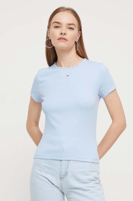 Футболка Tommy Jeans жіноча колір блакитний (3377020) Футболка Tommy Jeans жіноча колір блакитний (3377020)
