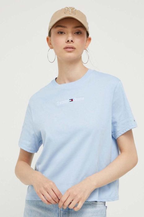 Бавовняна футболка Tommy Jeans колір блакитний (3370473) Бавовняна футболка Tommy Jeans колір блакитний (3370473)