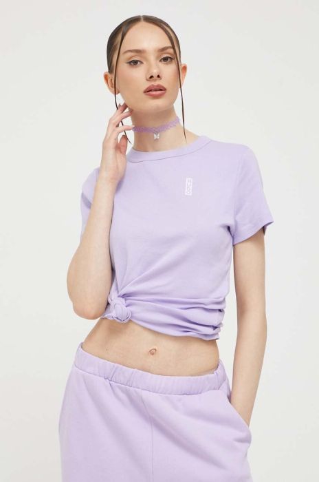 Бавовняна футболка HUGO колір фіолетовий (3370422) Бавовняна футболка HUGO колір фіолетовий (3370422)