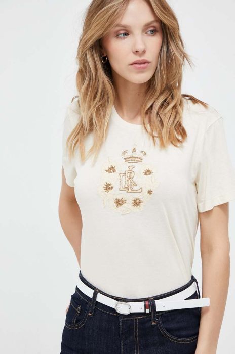 Футболка Lauren Ralph Lauren жіноча колір бежевий (3342998)