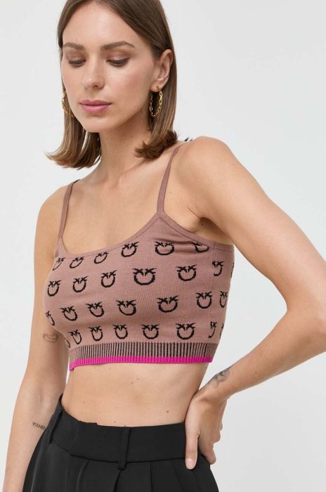 Топ Pinko жіночий колір коричневий Топ Pinko жіночий колір коричневий