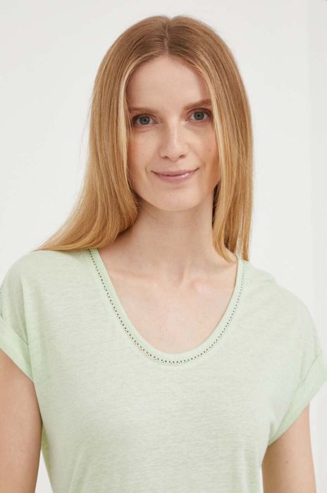 Футболка з домішкою льону Pepe Jeans колір зелений