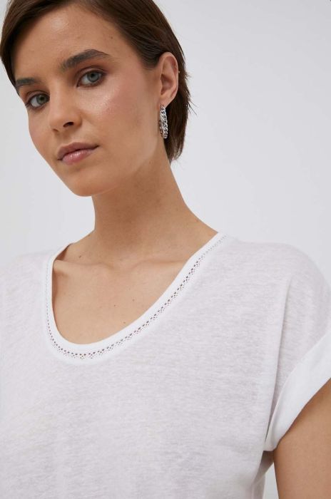 Футболка з домішкою льону Pepe Jeans колір білий Футболка з домішкою льону Pepe Jeans колір білий