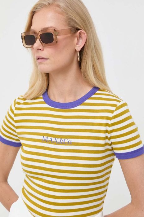 Бавовняна футболка MAX&Co. колір зелений Бавовняна футболка MAX&Co. колір зелений