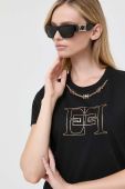 Бавовняна футболка Elisabetta Franchi колір чорний (3501653)