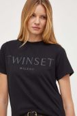 Бавовняна футболка Twinset колір чорний (3459779)