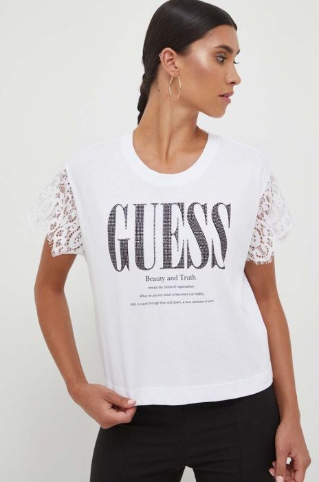Бавовняна футболка Guess колір білий (3529688) Бавовняна футболка Guess колір білий (3529688)