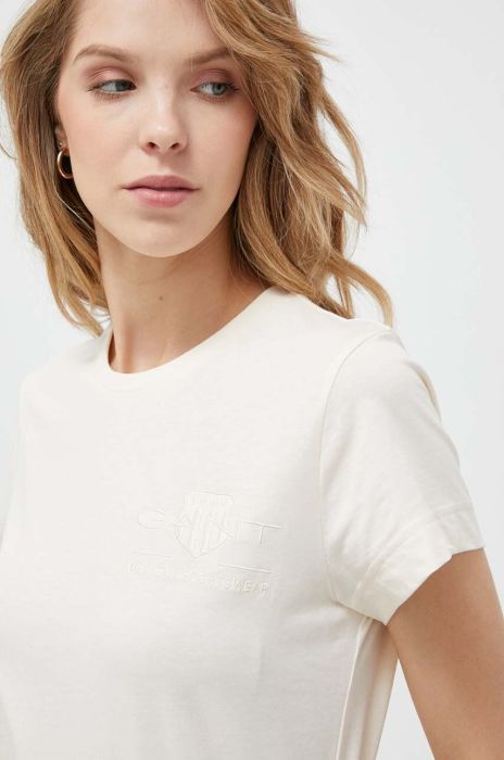 Бавовняна футболка Gant колір бежевий