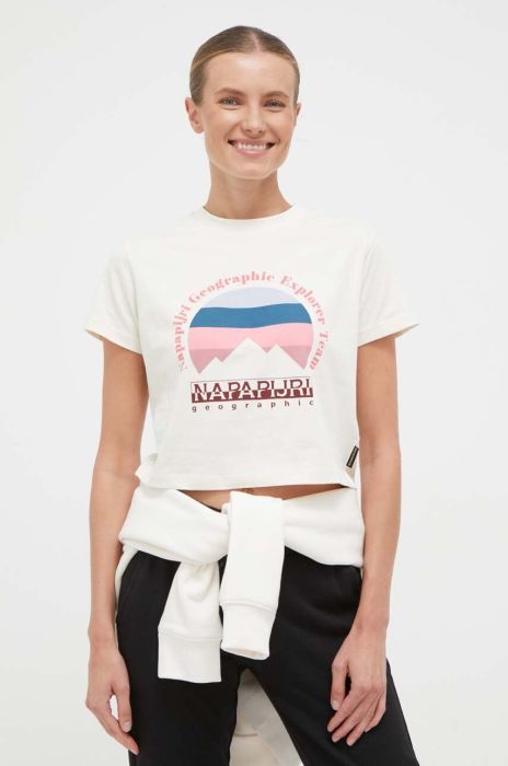 Бавовняна футболка Napapijri колір бежевий (3508482) Бавовняна футболка Napapijri колір бежевий (3508482)