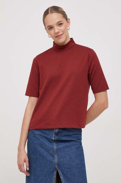 Футболка United Colors of Benetton жіночий колір бордовий півгольф Футболка United Colors of Benetton жіночий колір бордовий півгольф