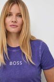 Бавовняна футболка Boss Orange BOSS ORANGE жіноча колір фіолетовий