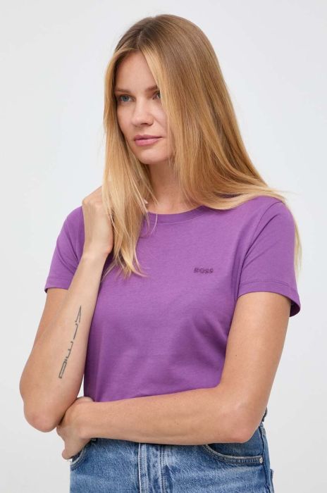 Бавовняна футболка Boss Orange BOSS ORANGE колір фіолетовий (3490968) Бавовняна футболка Boss Orange BOSS ORANGE колір фіолетовий (3490968)