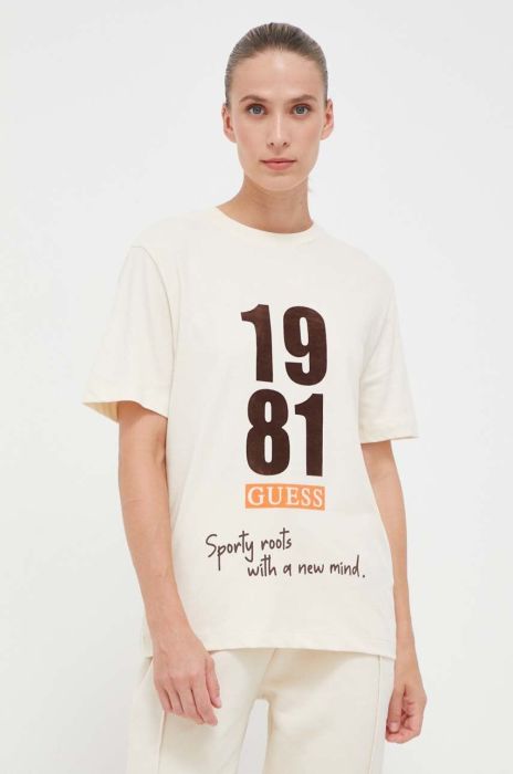 Бавовняна футболка Guess колір бежевий (3534840) Бавовняна футболка Guess колір бежевий (3534840)