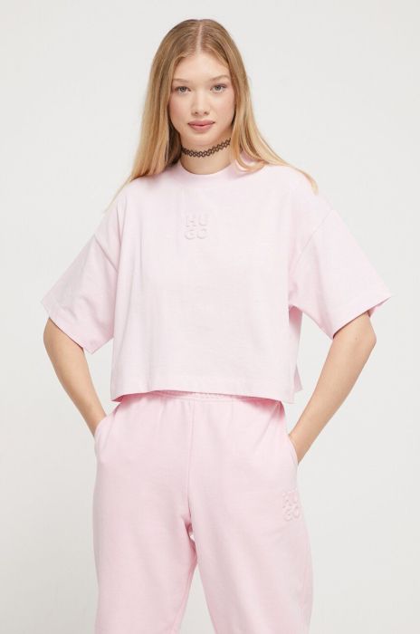 Бавовняна футболка HUGO колір рожевий (3520646) Бавовняна футболка HUGO колір рожевий (3520646)