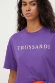 Бавовняна футболка Trussardi колір фіолетовий Бавовняна футболка Trussardi колір фіолетовий