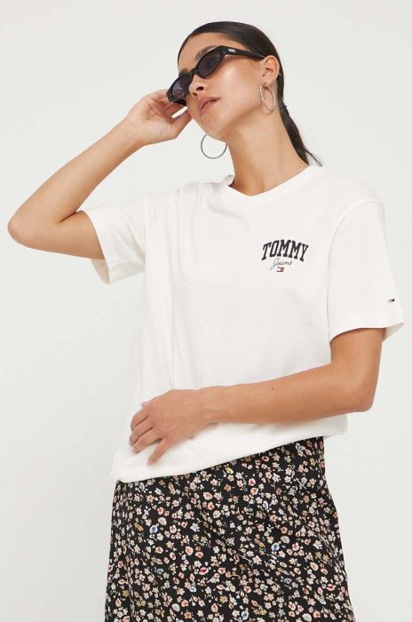 Бавовняна футболка Tommy Jeans колір бежевий (3432731)