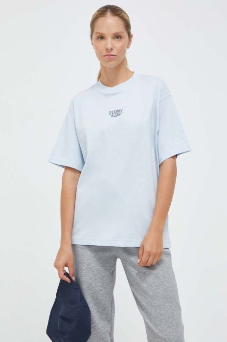 Бавовняна футболка Reebok Classic колір блакитний