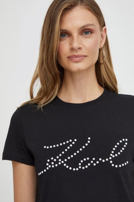 Бавовняна футболка Karl Lagerfeld колір чорний (3548191) Бавовняна футболка Karl Lagerfeld колір чорний (3548191)