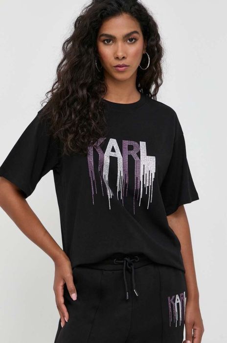 Бавовняна футболка Karl Lagerfeld колір чорний (3538881) Бавовняна футболка Karl Lagerfeld колір чорний (3538881)