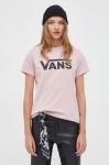 Бавовняна футболка Vans жіночий колір рожевий