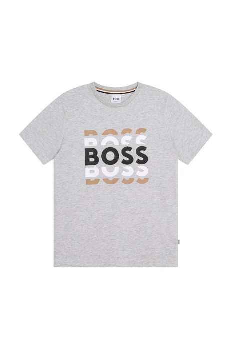 Бавовняна футболка BOSS колір сірий з принтом (3405112) Бавовняна футболка BOSS колір сірий з принтом (3405112)