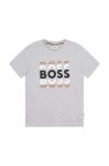 Дитяча бавовняна футболка BOSS колір сірий з принтом (3405117)