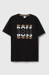 Дитяча бавовняна футболка BOSS колір чорний з принтом (3405116)