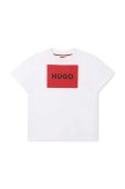 Дитяча бавовняна футболка HUGO колір білий однотонний Дитяча бавовняна футболка HUGO колір білий однотонний